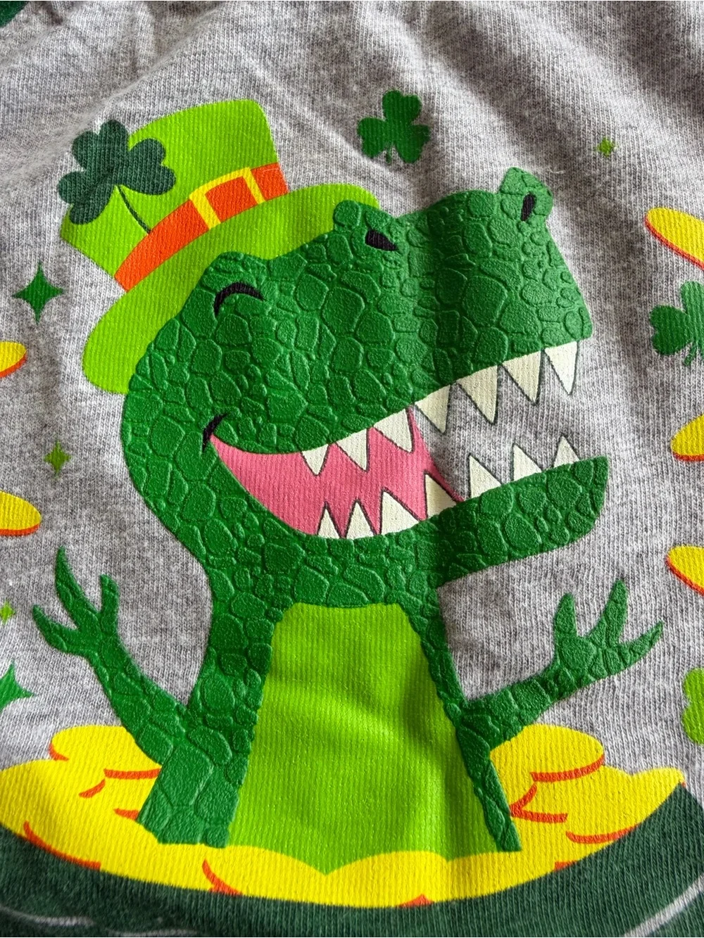 Girls' Green Shamrock Dino Pajama Set